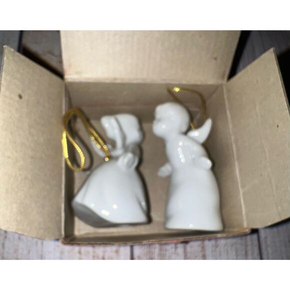 VTG MCM 60’a Pair of Glazed Kissing Angels Figurines Ornaments Christmas Japan - Picture 4 of 13
